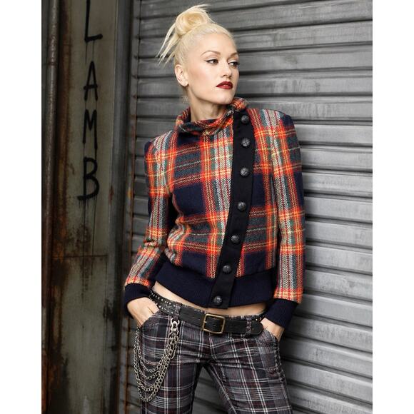 L.A.M.B. Jackets & Blazers - L.A.M.B. Gwen Stefani Jacket Wool Plaid Vintage 2008 Asymmetrical Zipper Size 8